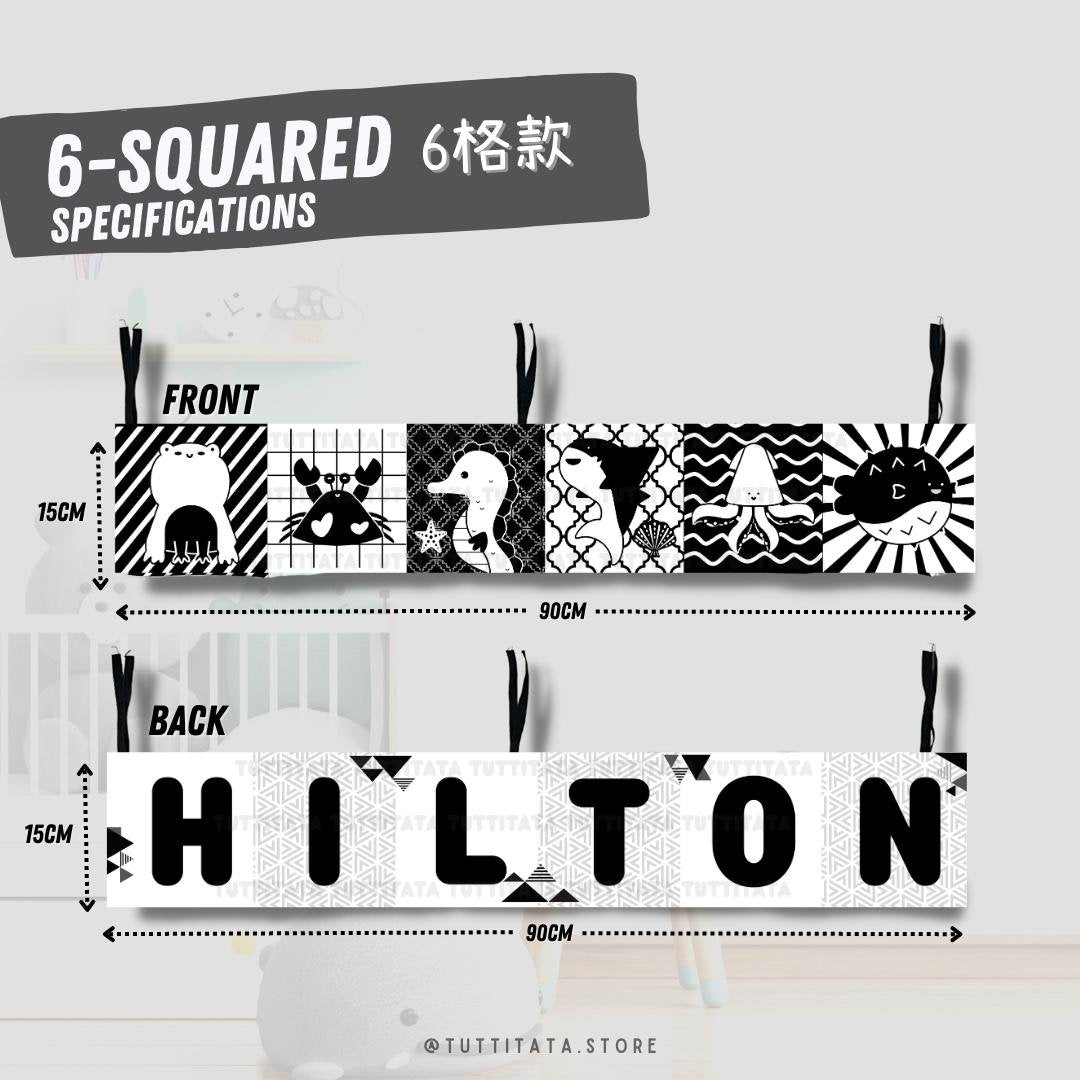 【Premium New Born Bundle】Name blanket + Milestone cloth + B&W bed bumper