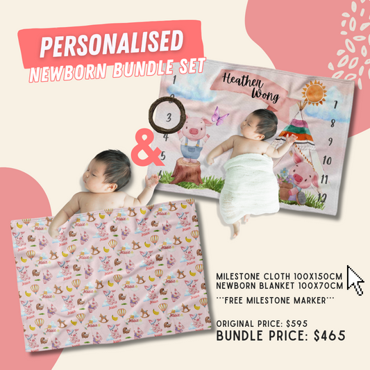 【New Born Bundle】Name blanket + Milestone cloth
