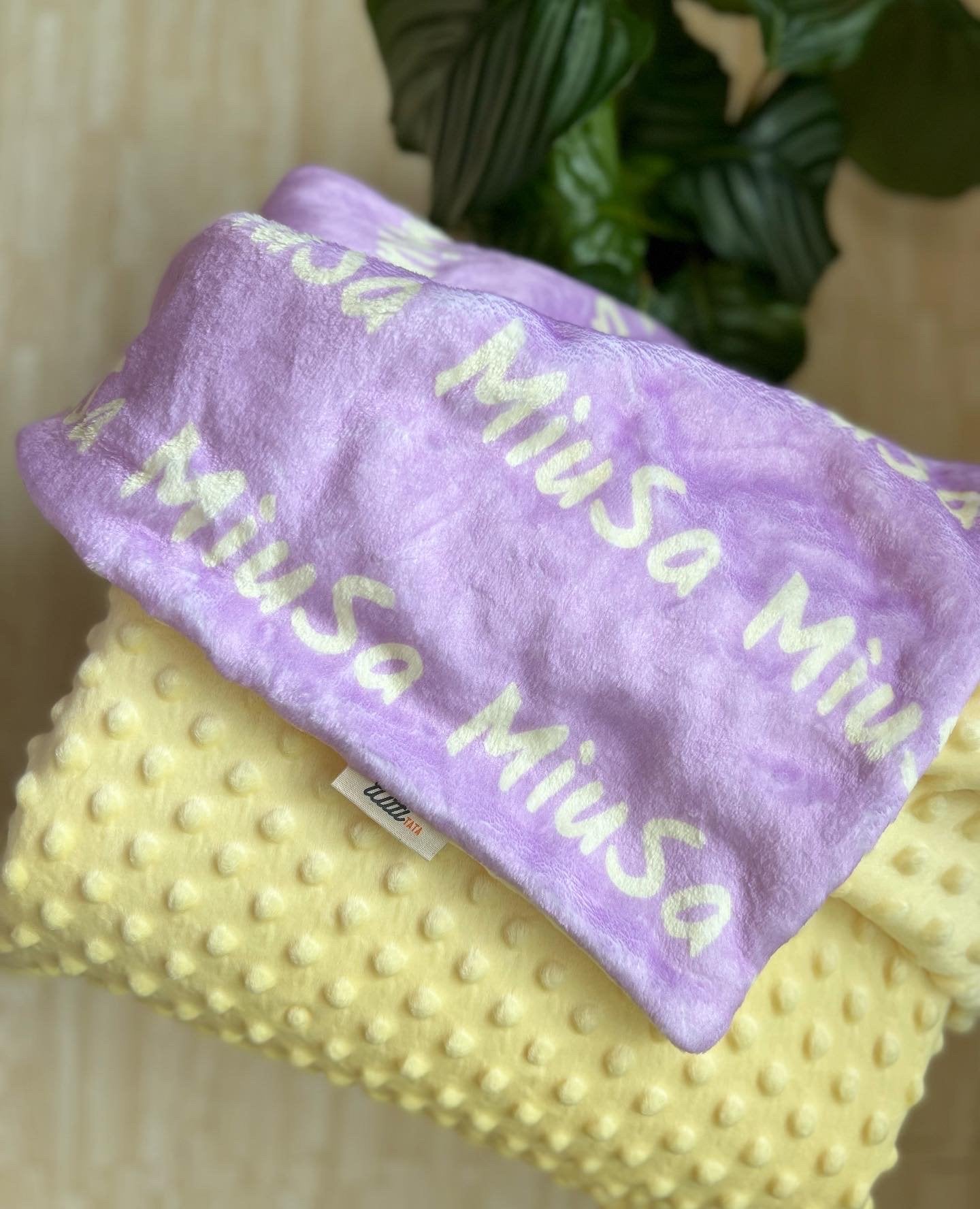 Personalized name minky dimple dot blanket