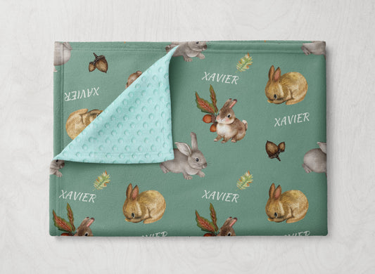 客製化名字被被- 兔兔款 (綠色)