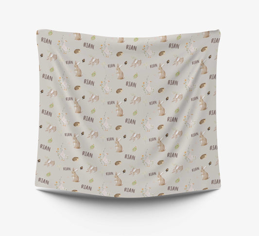 客製化名字彈性包被- 兔兔款 (灰色)