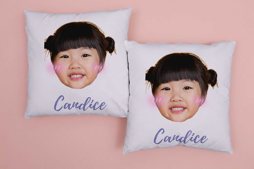 Personalised Cushion Blanket – QQ Portrait – Purple